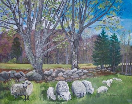Painting - "Sheep in Pasture"
