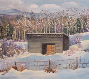 Sheep House Painting - Winter Scene